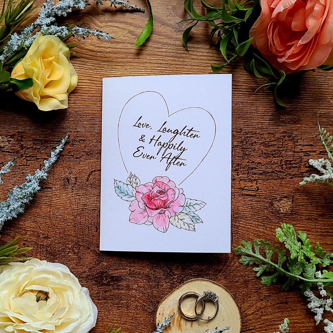Wedding day card, Engagement card for couple, Love laughter and happily ever after, Love card, Cute couple card, Card for bride and groom