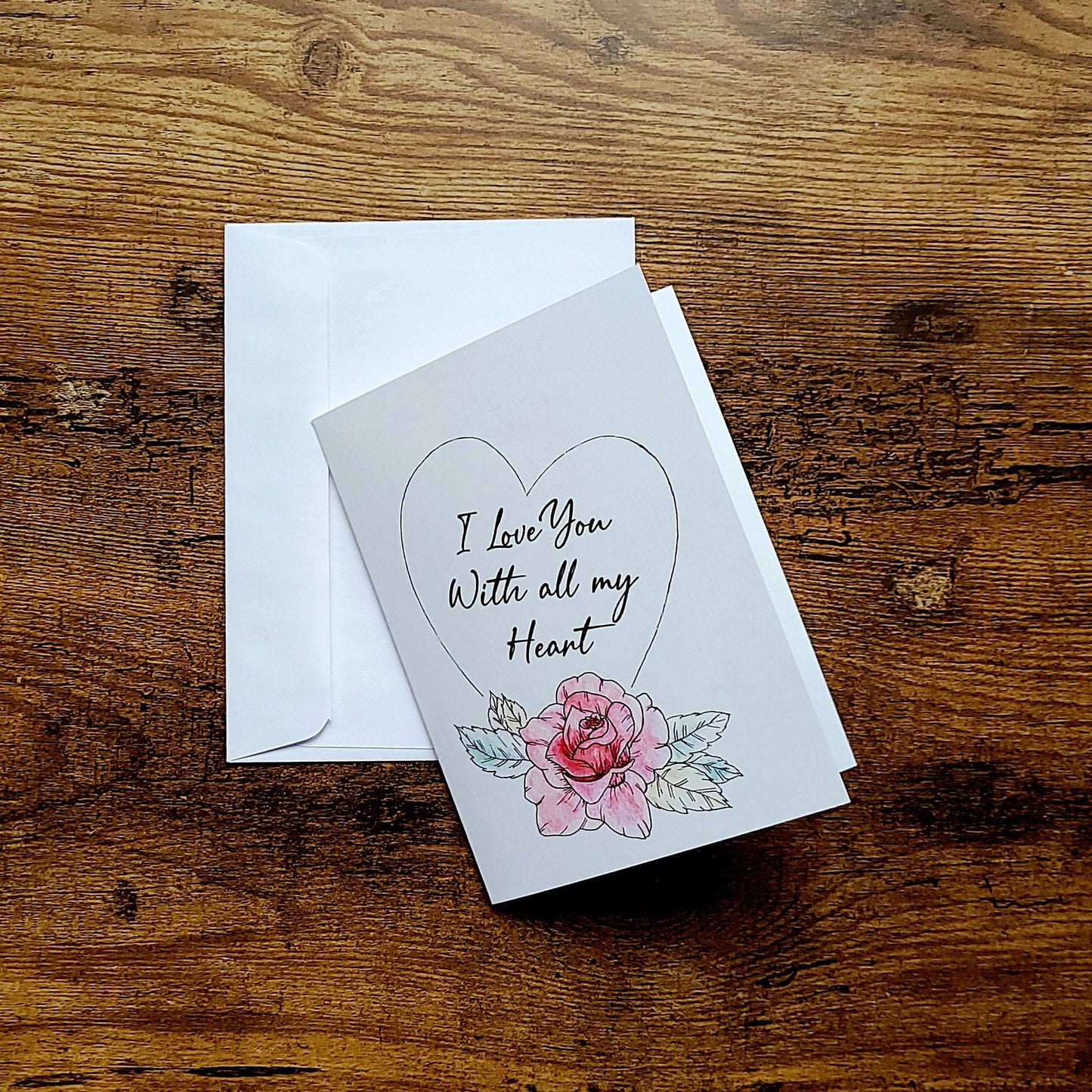 Love card, I love you with all my heart card, Anniversary love card, Cute birthday card, Wedding card, Card for girlfriend, Romantic card