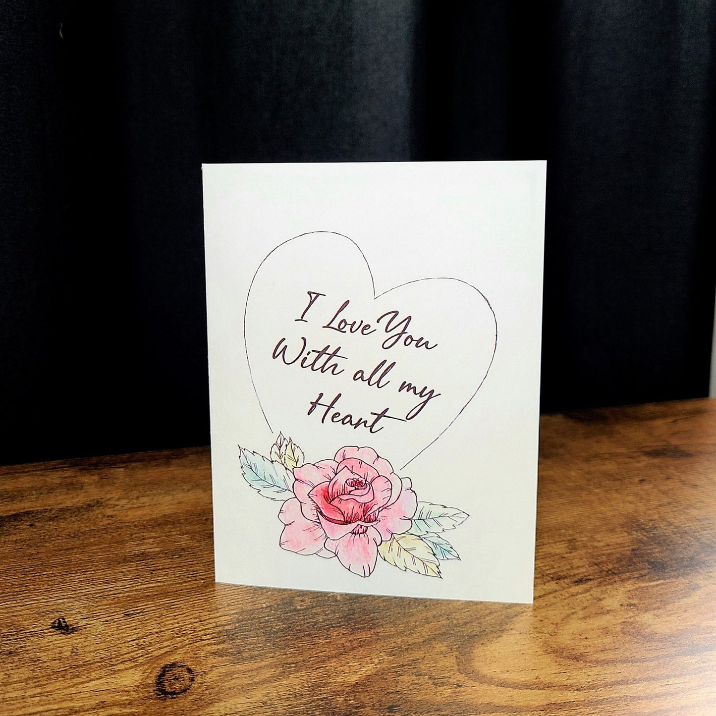 Love card, I love you with all my heart card, Anniversary love card, Cute birthday card, Wedding card, Card for girlfriend, Romantic card