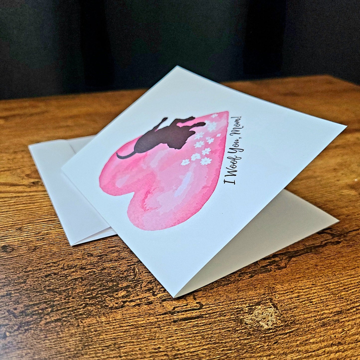 I woof you mom, Mother's Day card, Dog mom card, Fur mom card, Card from dog, Cute dog greeting card, I love you card for mom, Family pet