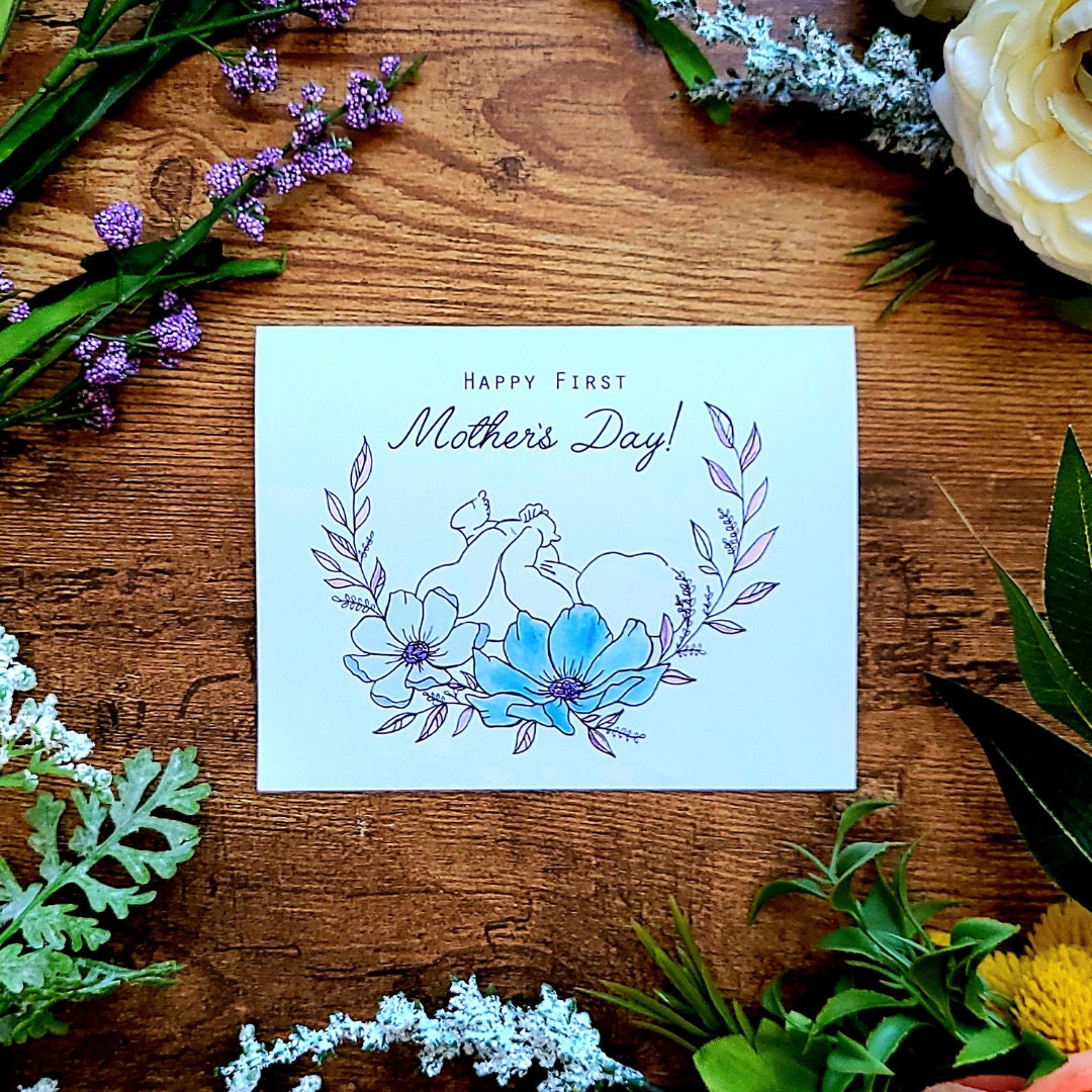 Happy first Mother's Day, 1st Mother's Day card, New mom gift, New Mother's Day, Mother's Day card, Mommy to be card, Cute card for mom