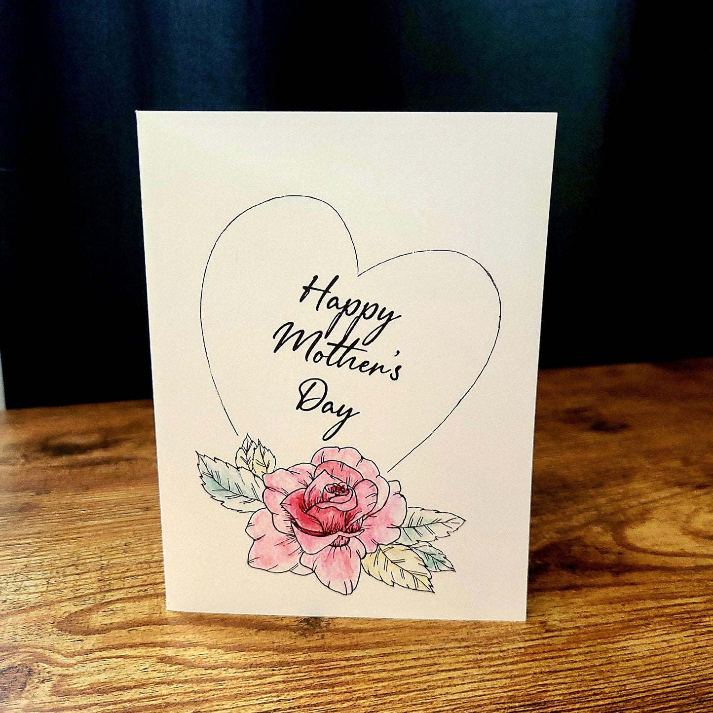 Happy Mother's day card, Pink rose card for mom, Floral Mother's day card, Pretty card for mom, Mother's day greeting card, Handmade card