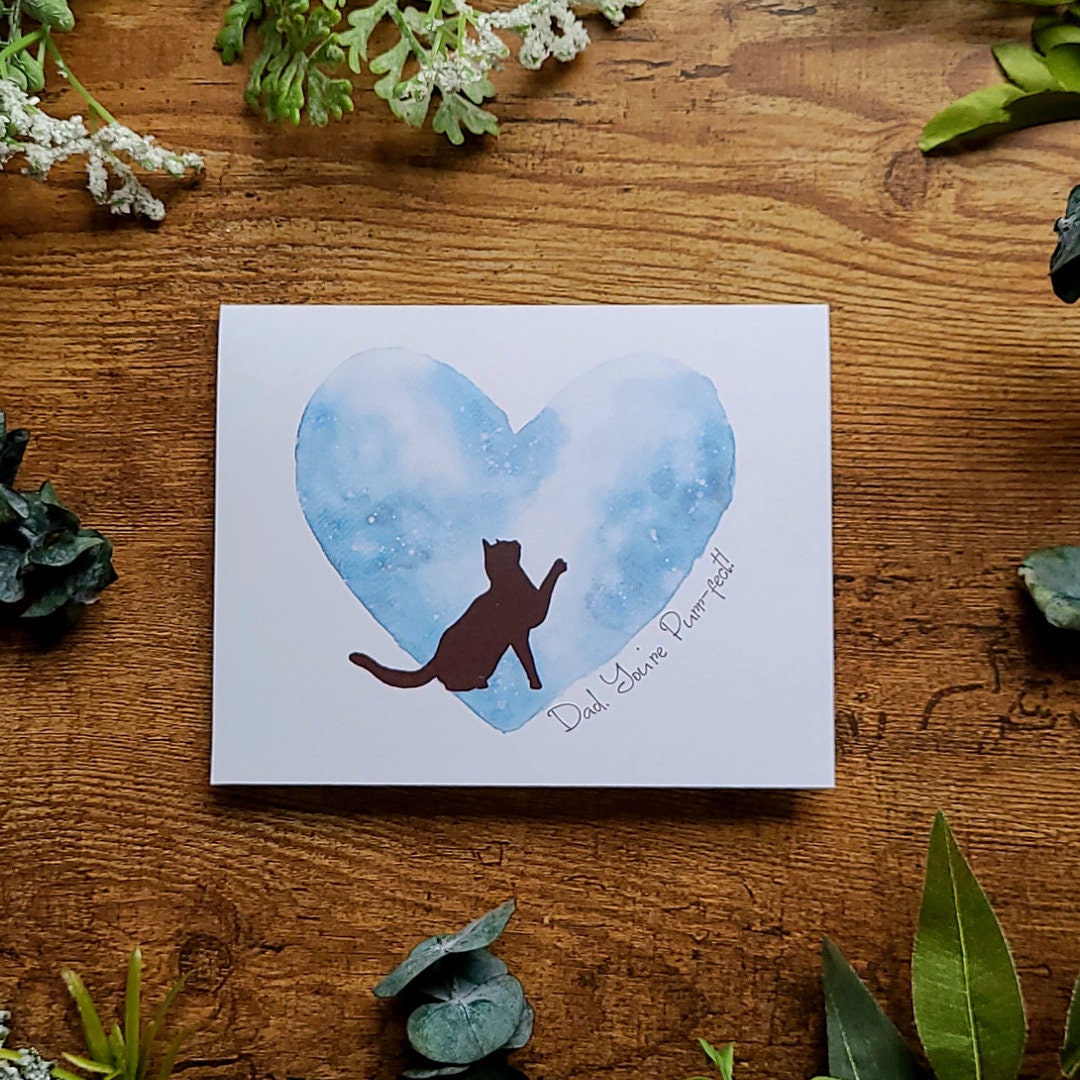 Dad you're purr-fect, Father's day card, Cat pun card, Cat dad card, Funny cat dad card, Card for dad, Cute cat card, Love card for dad