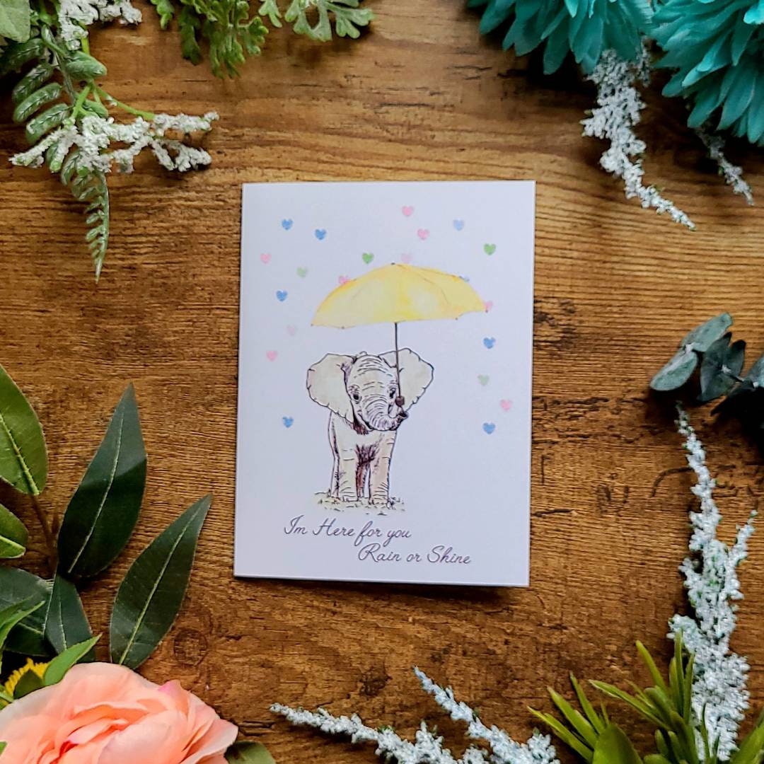 I'm here for you rain or shine, Sympathy and loss card, Support for friend, Encouragement card, Friendship greeting, Thinking of you card