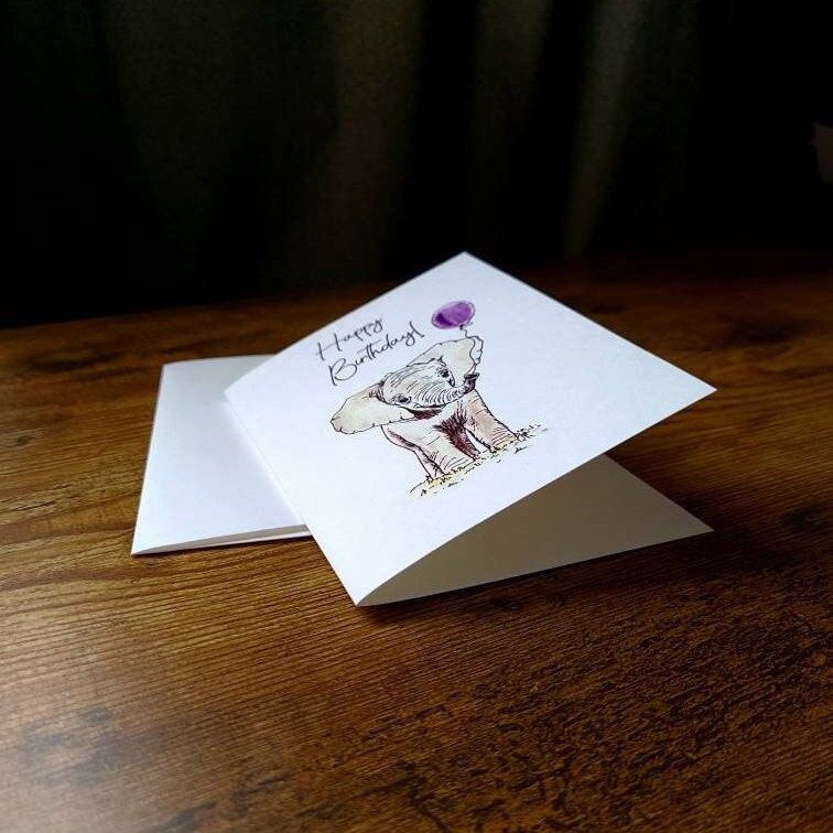 Happy Birthday card, Cute Birthday card, Elephant card, Birthday card for kids, Birthday card for friend, Birthday gift, Birthday balloon