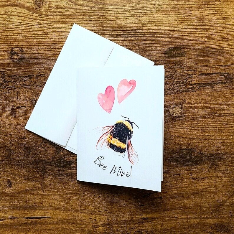 Bee mine card, Cute Bee Card, Bee I love you card, Valentine For Wife, Valentine For Husband, Cute pun Valentine, Love card, Card for her