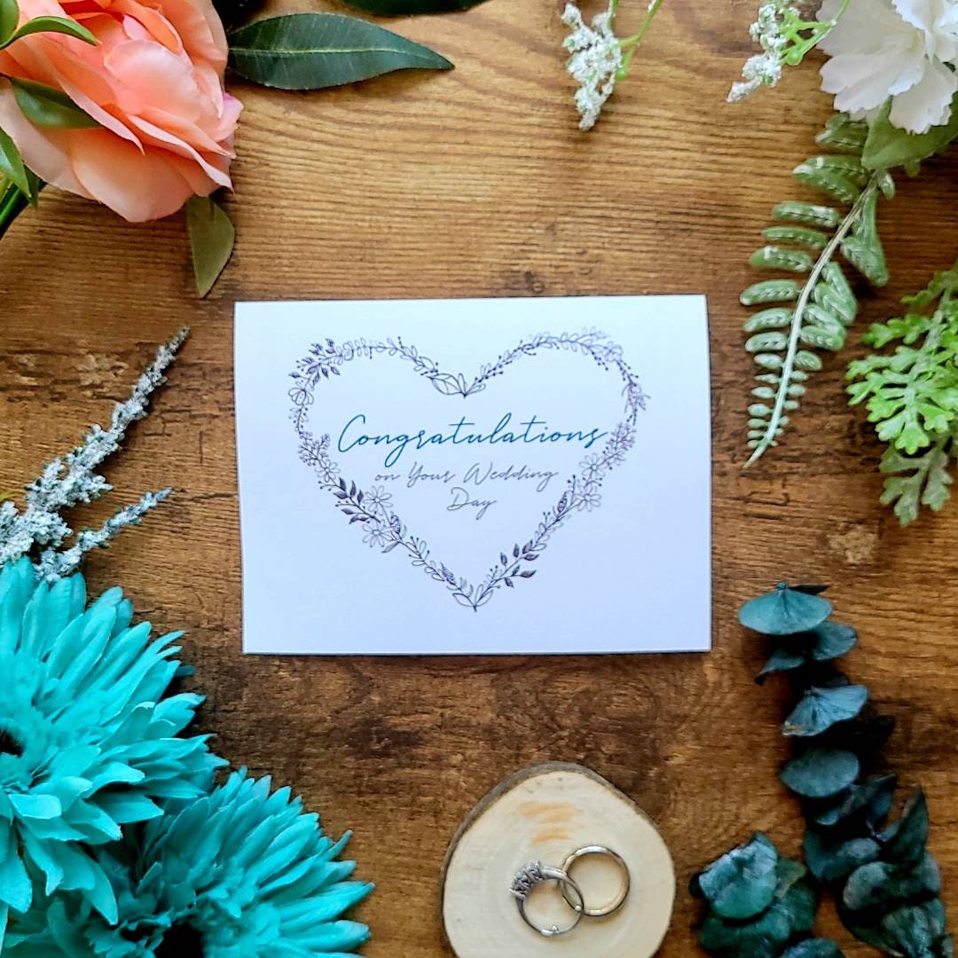 Congratulations on your wedding day card, Wedding card, Card for bride and groom, Newlywed card, Just married card, Best wishes wedding card