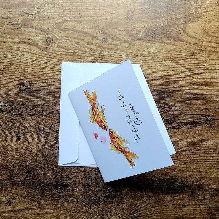 Two less fish in the sea card, Congratulations on your wedding card, Cute wedding card, Engagement card, Card for bride and groom, Love card