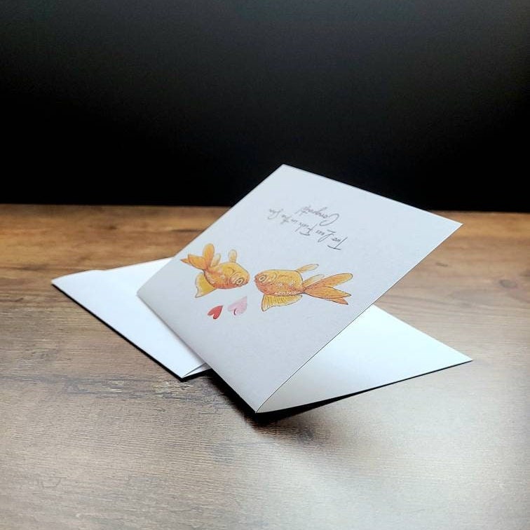 Two less fish in the sea card, Congratulations on your wedding card, Cute wedding card, Engagement card, Card for bride and groom, Love card