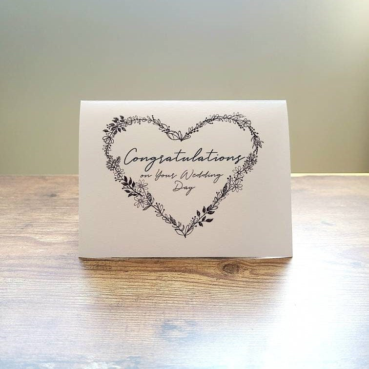 Congratulations on your wedding day card, Wedding card, Card for bride and groom, Newlywed card, Just married card, Best wishes wedding card