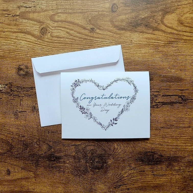 Congratulations on your wedding day card, Wedding card, Card for bride and groom, Newlywed card, Just married card, Best wishes wedding card