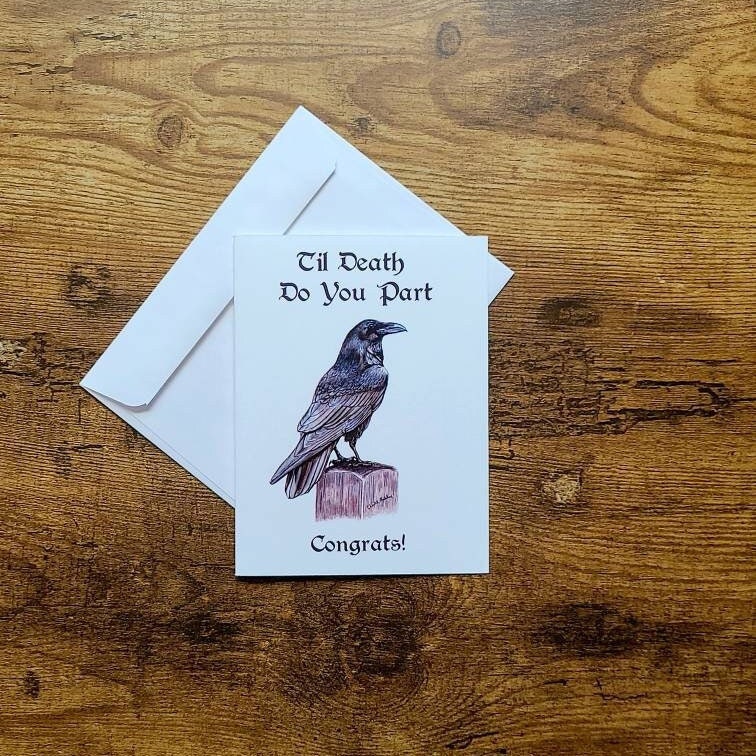 Til death do you part, Wedding card, Engagement card for couple, Gothic card, Bridal shower card, Love card for bride and groom, Goth card