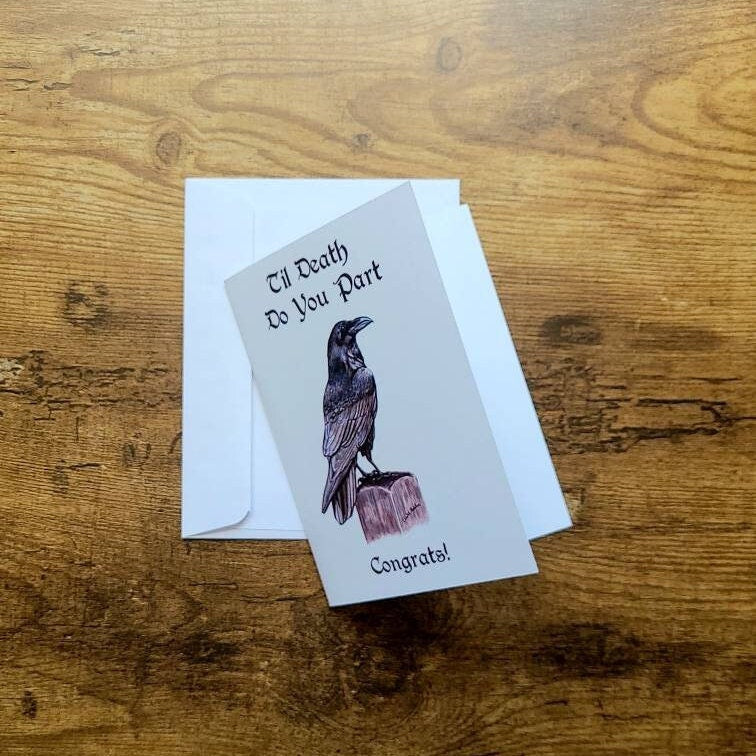 Til death do you part, Wedding card, Engagement card for couple, Gothic card, Bridal shower card, Love card for bride and groom, Goth card