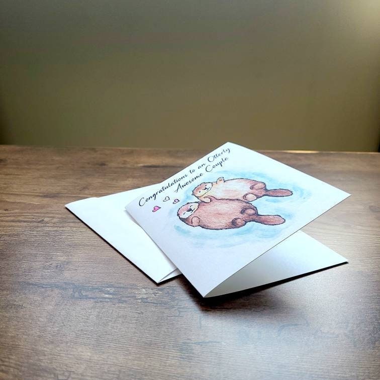 Otter wedding card, Congratulatons to the otterly awesome couple, Otter pun card, Cute wedding card, Animal card, Congrats on your wedding
