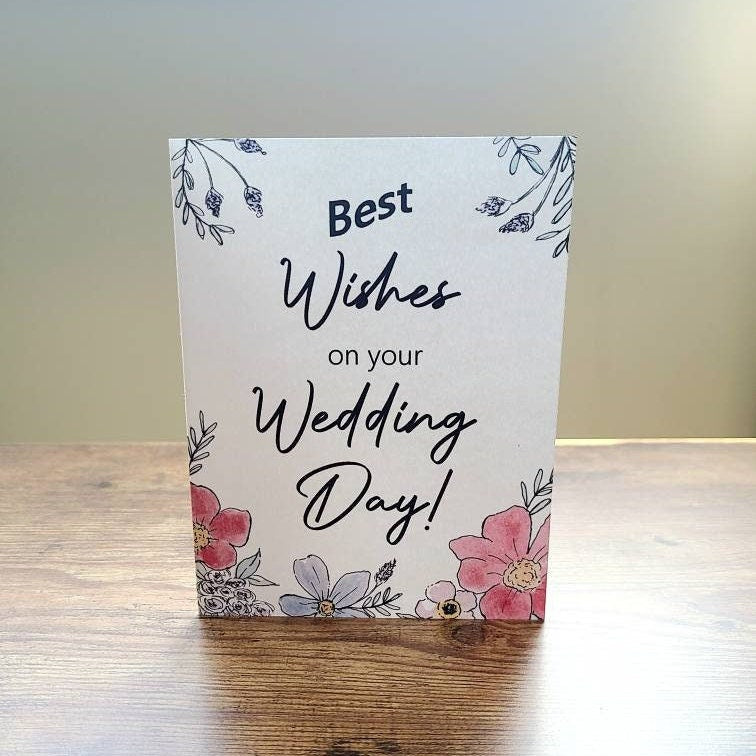 Best wishes on your wedding day, Wedding day congratulations card, Cute floral wedding card, Pretty card for couple, Wedding wishes, love