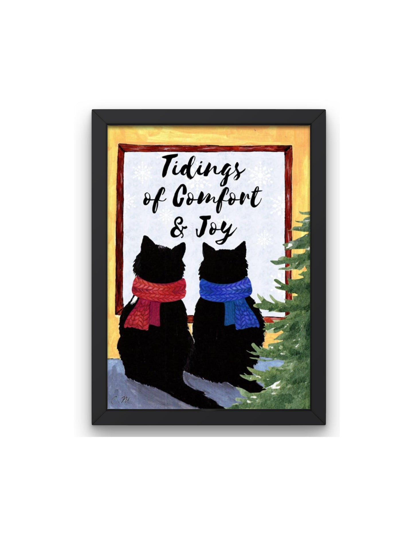 Tidings of comfort and joy, Cozy cats Christmas decor, Cats in scarves decor, Cute cat Holiday art, Cat lover gift, Meowy Christmas decor