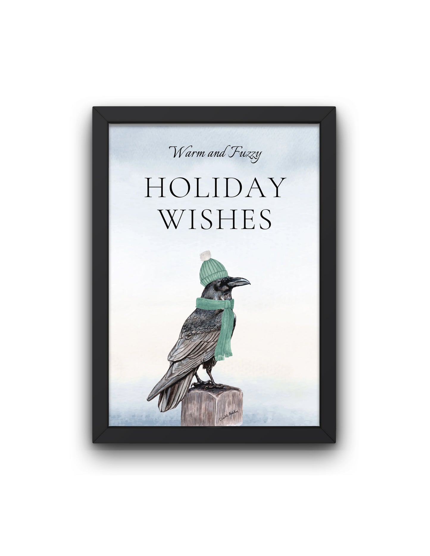 Raven Christmas decor, Warm and fuzzy holiday wishes, Festive crow, Holiday Raven Christmas decor, Cute animal Christmas decor, Gothic xmas