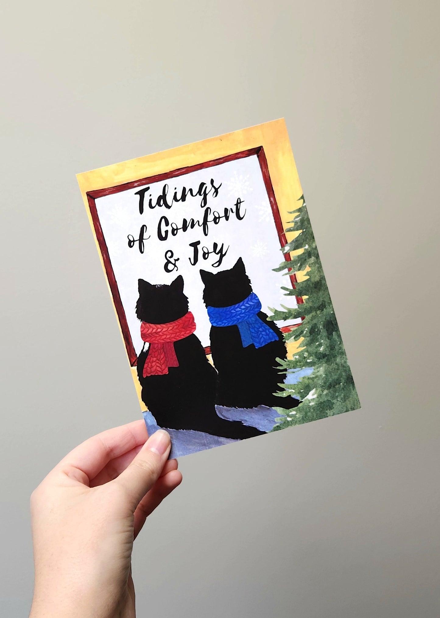 Tidings of comfort and joy, Cozy cats Christmas decor, Cats in scarves decor, Cute cat Holiday art, Cat lover gift, Meowy Christmas decor