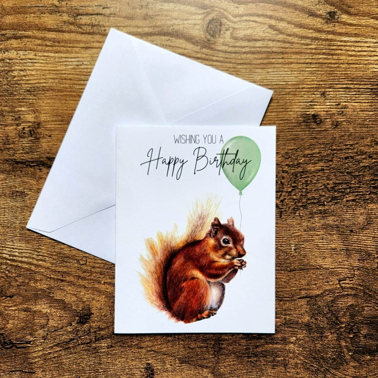 Squirrel with balloon birthday card, Happy Birthday card, Kids woodland animal card, Child birthday card, Party animal card, Partner card