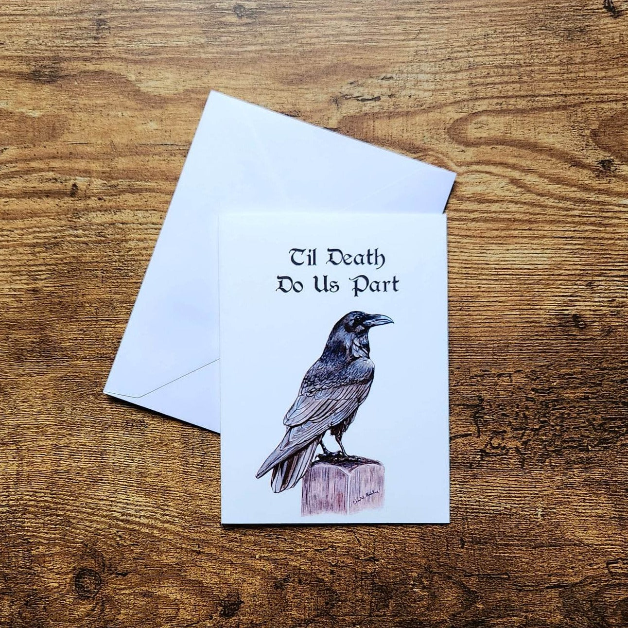 Til death do us part, Anniversary card, Card for husband, Card for wife, Goth wedding card, Halloween love card, Engagement card, Raven card