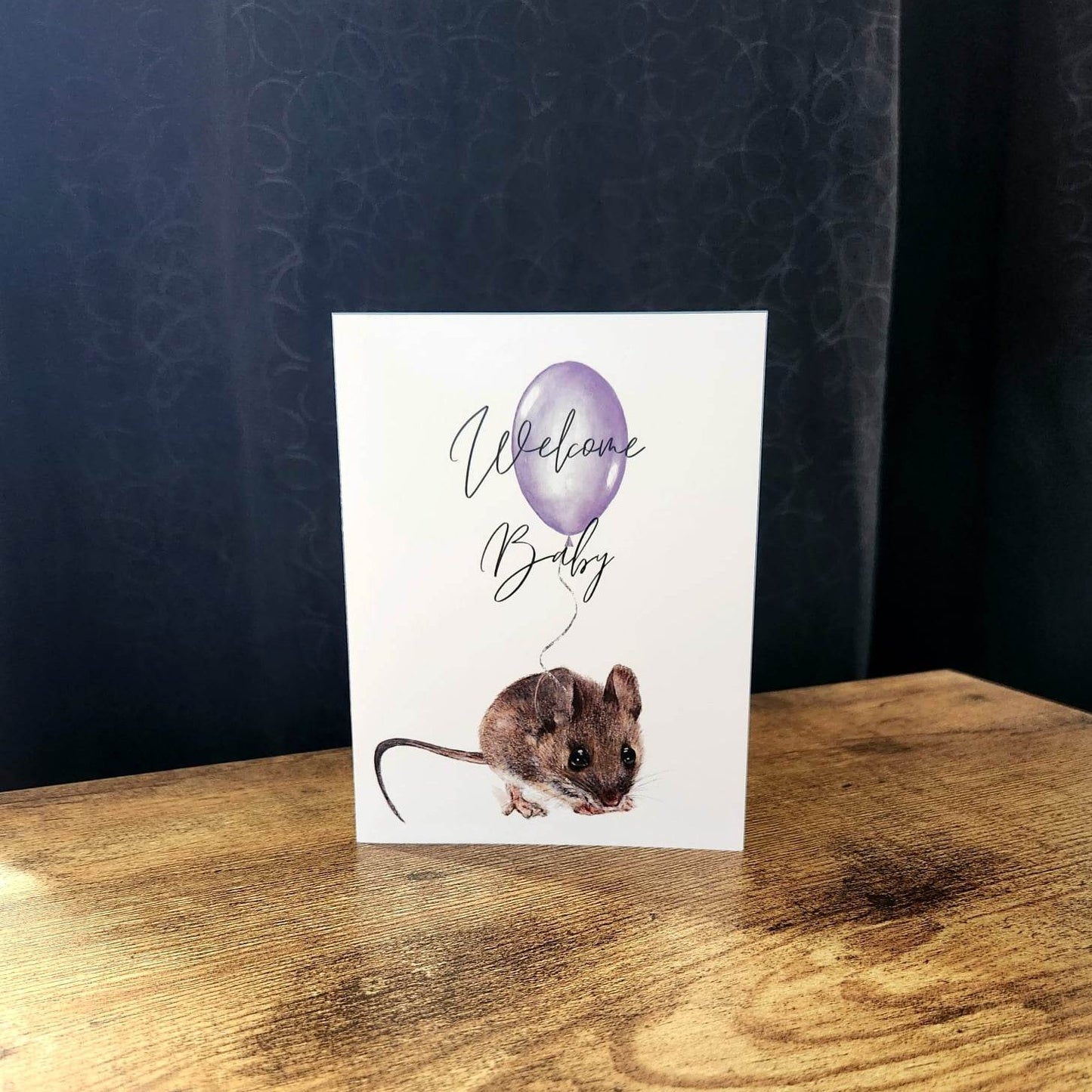 Cute baby shower card, Welcome Baby, Newborn baby card, Gender neutral new baby card, Woodland mouse card, New parents card, Expecting card