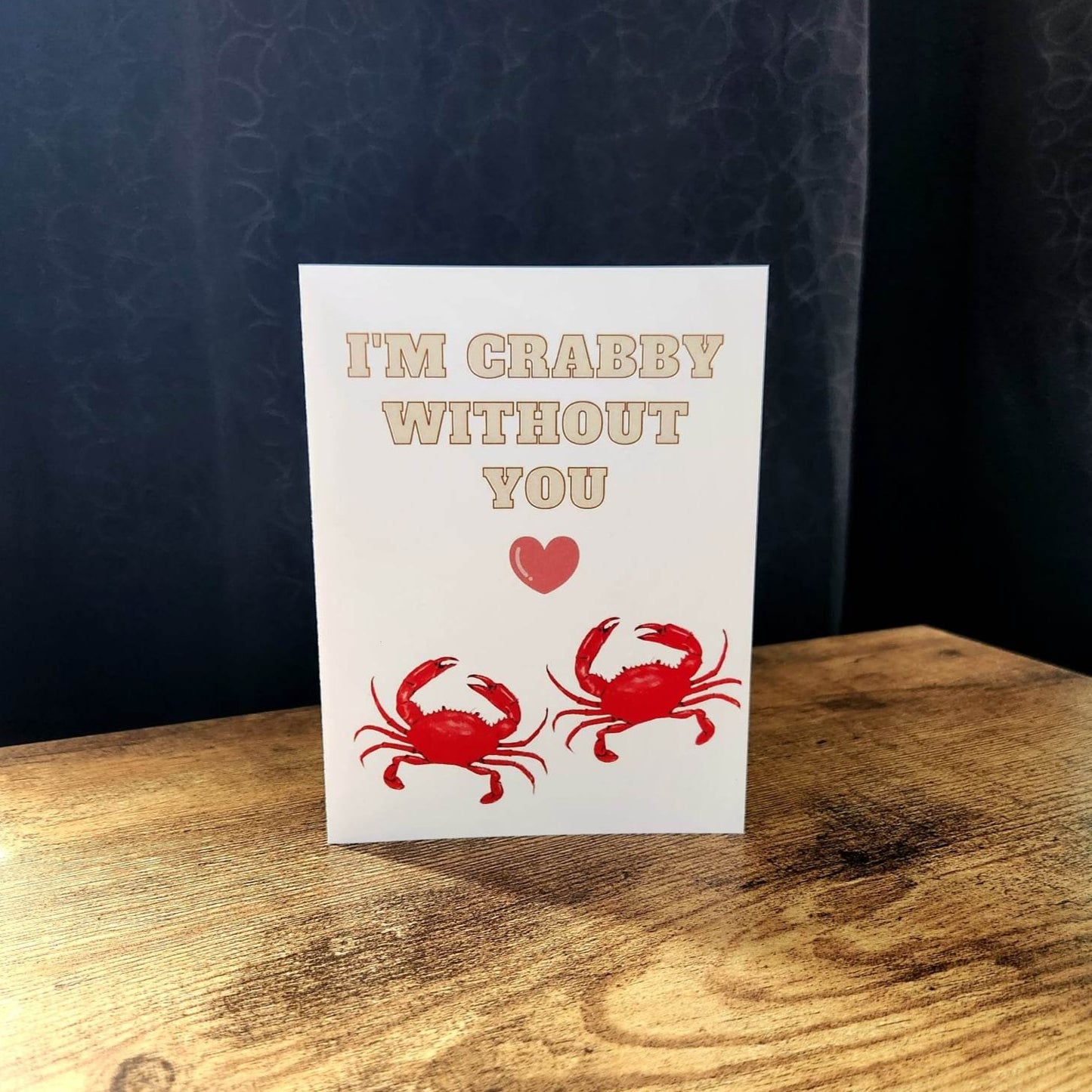 I'm crabby without you, I miss you card, Long distance love card, Cute anniversary card for husband, Wife, Girlfriend, Boyfriend, Partner