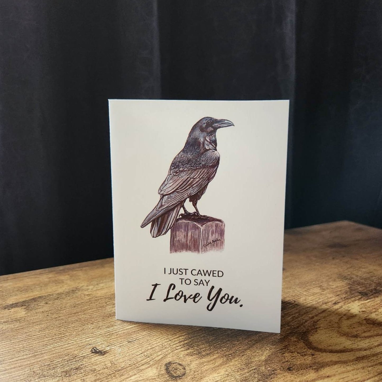Gothic love card, Just cawed to say I love you, Raven anniversary card, Bird love card, Cute crow card, Animal valentine, Animal pun card