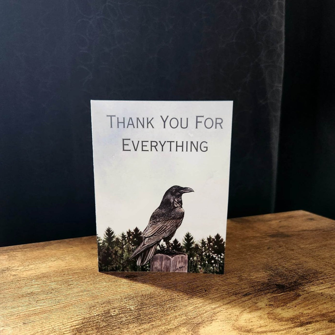 Thank you for everything card, Raven Crow thank you card, Nature lover card, Rustic woodland card, Animal thank you card for friend, Boss