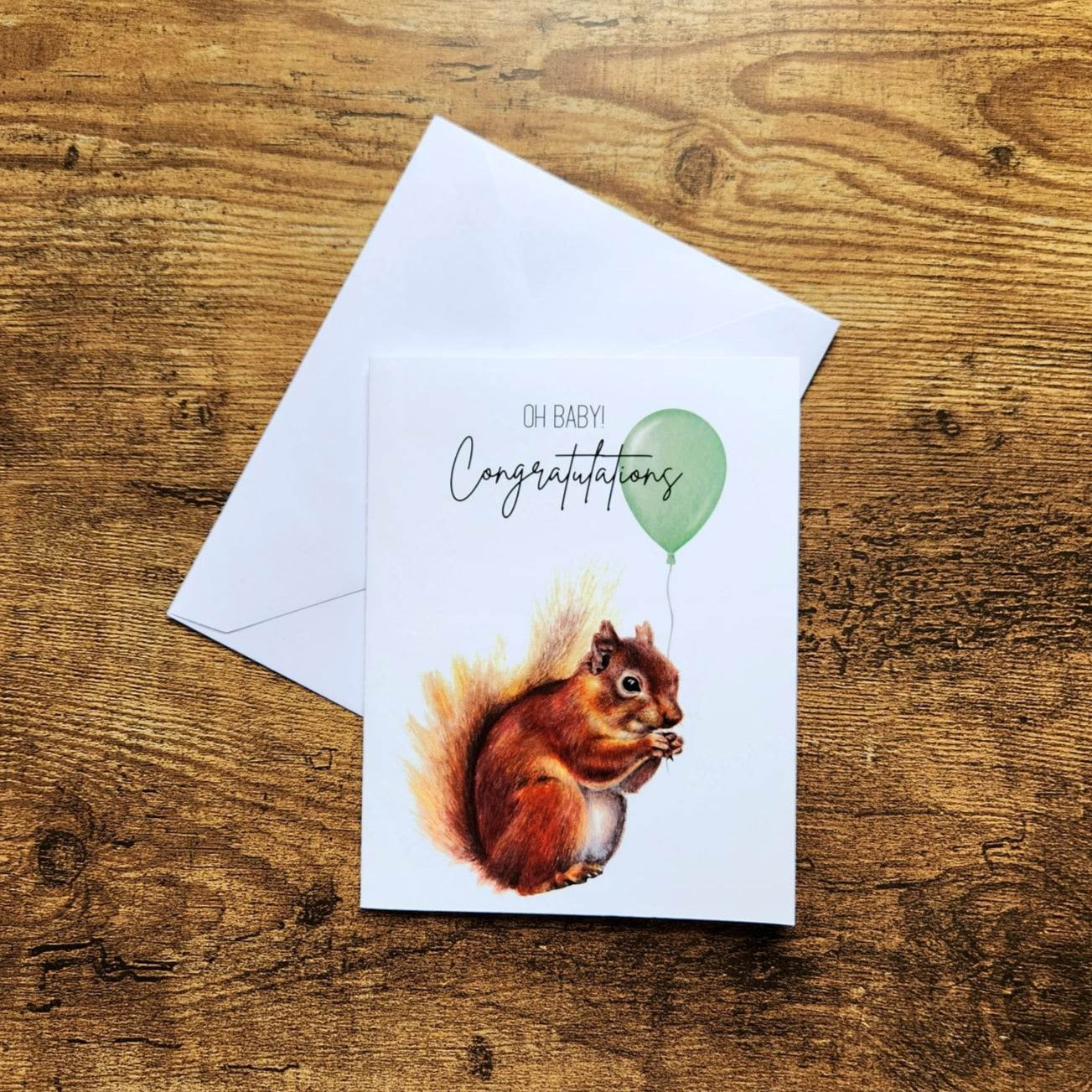 Gender neutral baby shower card, Pregnancy congratulations card, Woodland animal baby shower card, Congrats mama card, New parents card