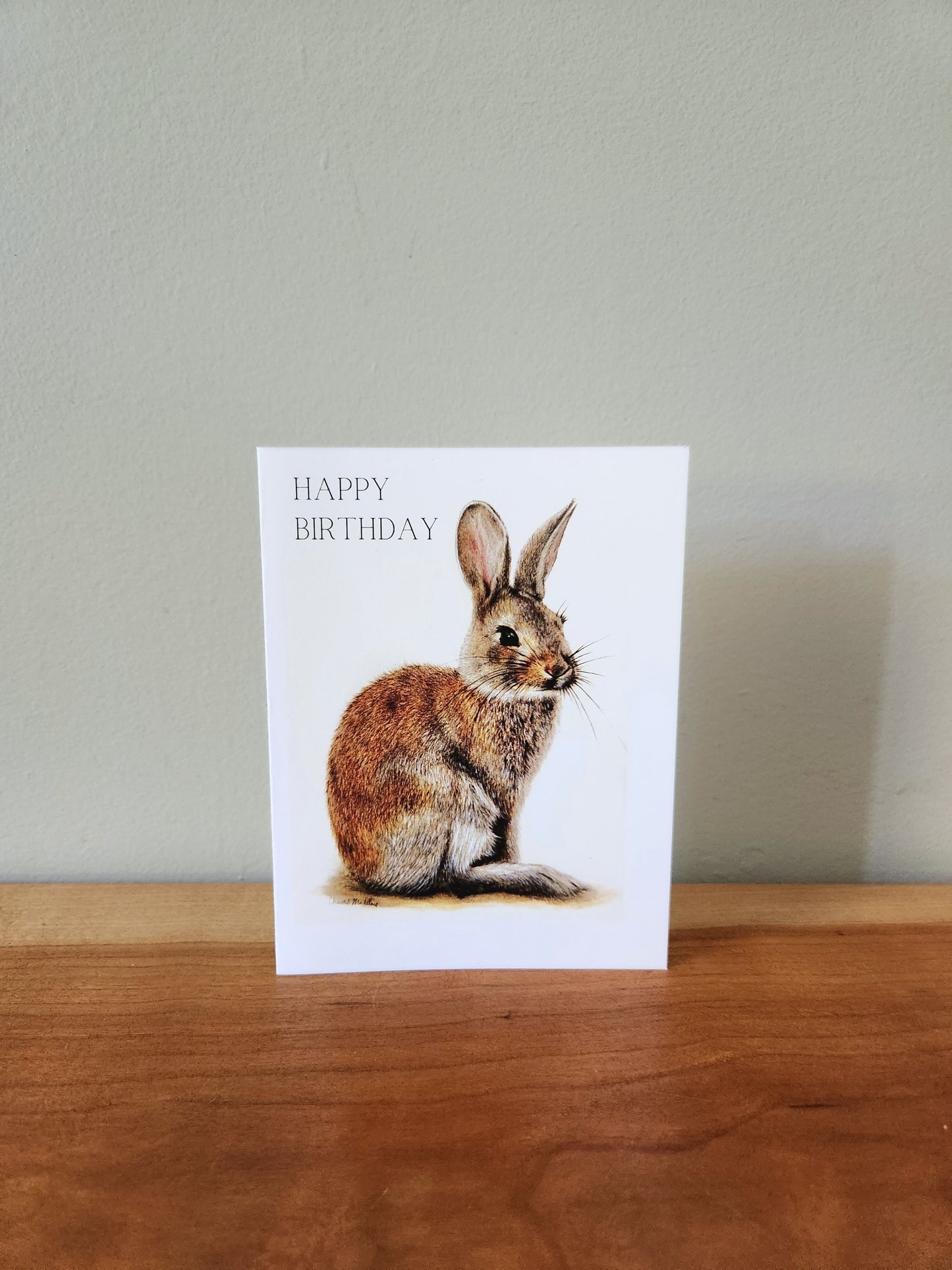 Happy birthday woodland bunny card, Cute rabbit birthday card for friend, Co worker, Husband, Wife, Partner, Nature animal lover greeting