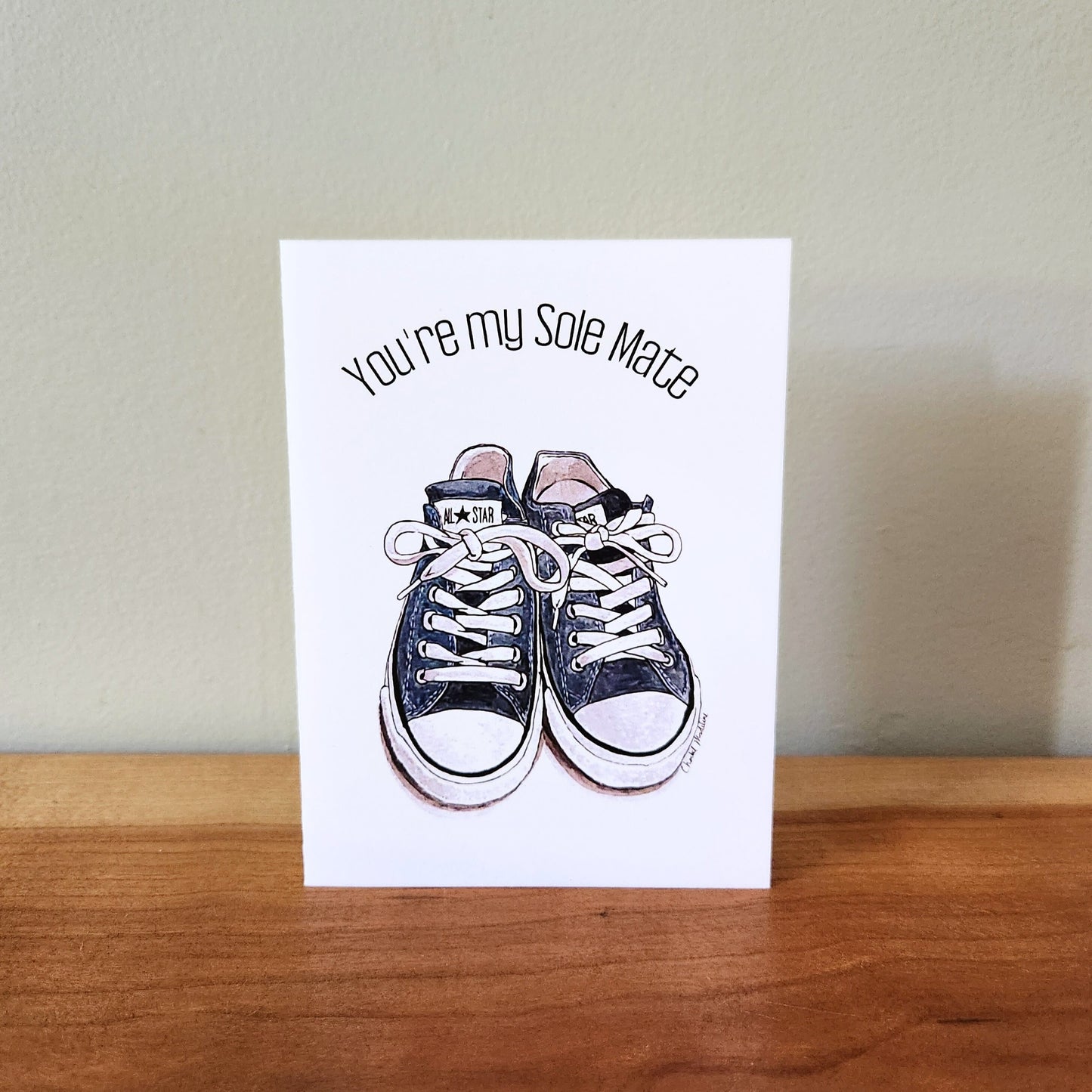 You're my sole mate, Blue running shoes birthday card, Sneaker pun love anniversary card for girlfriend, boyfriend, husband, Partner, Wife