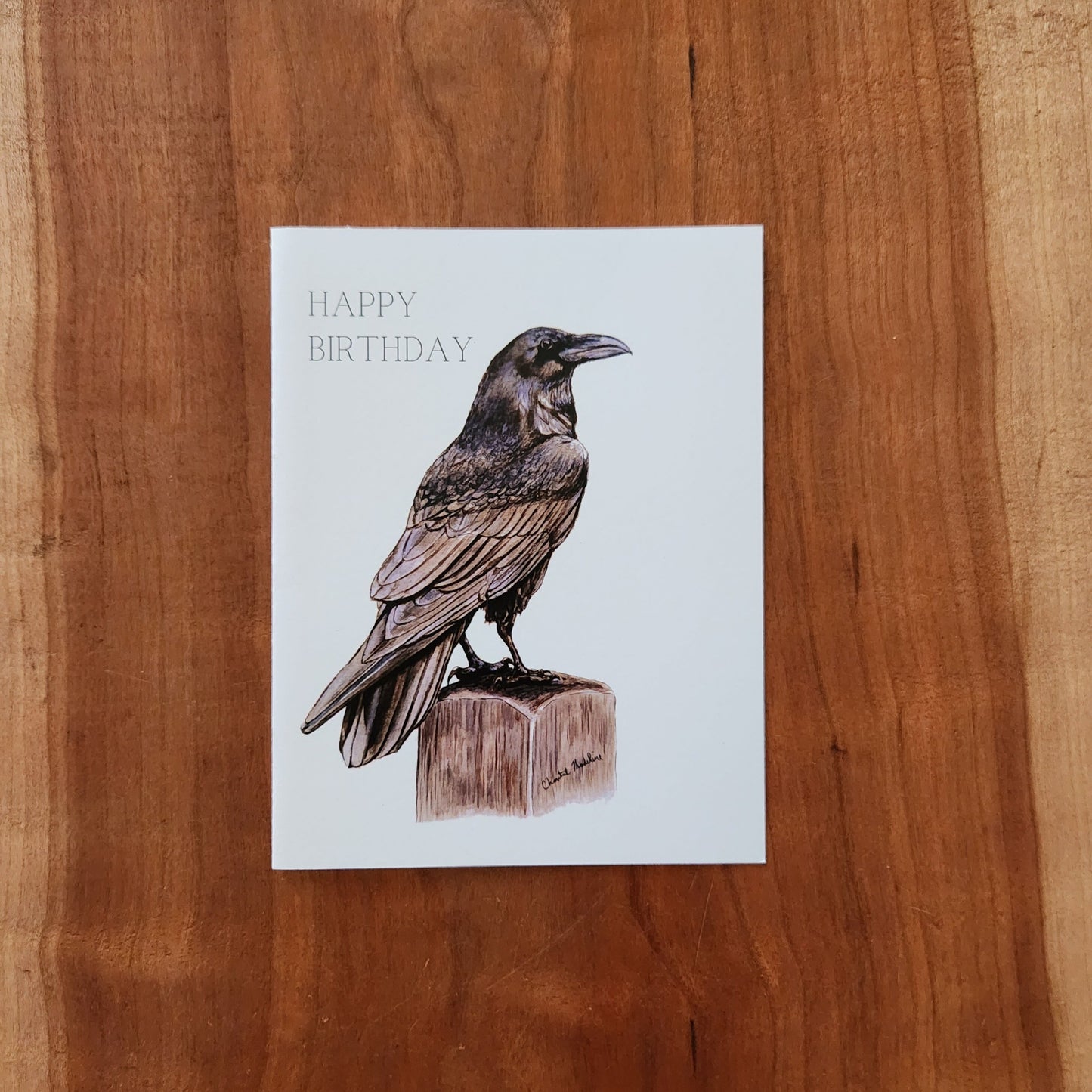 Happy birthday raven card, Gothic crow woodland animal greeting card, Bird lover bday card, Outdoorsy card for dad, Grandpa, Friend, Mom
