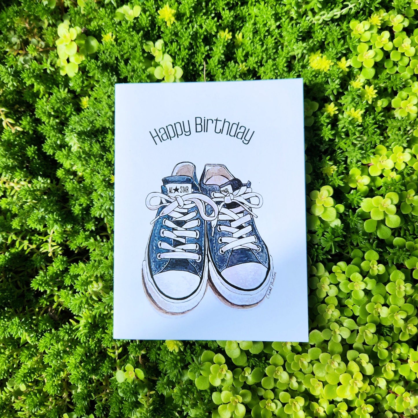 Happy birthday sneaker lover card, Kicks, Trainers shoe card, Blue all star, Fun birthday card for her, for him, for husband, wife, Friend