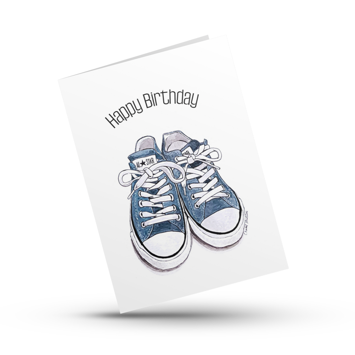 Happy birthday sneaker lover card, Kicks, Trainers shoe card, Blue all star, Fun birthday card for her, for him, for husband, wife, Friend