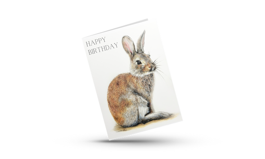 Happy birthday woodland bunny card, Cute rabbit birthday card for friend, Co worker, Husband, Wife, Partner, Nature animal lover greeting