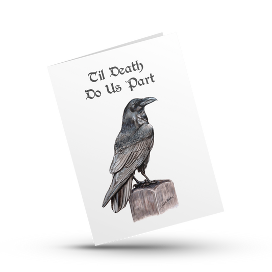 Til death do us part, Anniversary card, Card for husband, Card for wife, Goth wedding card, Halloween love card, Engagement card, Raven card