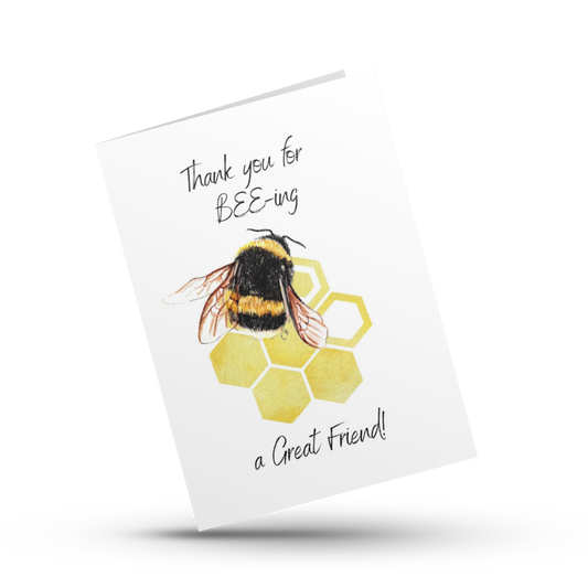 Thank you for beeing a great friend, Thank you for being a friend, Thank you note card, Cute card for friend, Bumble bee card, Bee pun