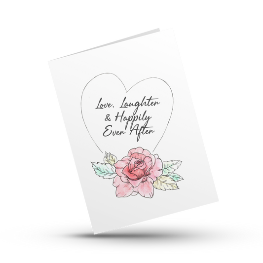 Wedding day card, Engagement card for couple, Love laughter and happily ever after, Love card, Cute couple card, Card for bride and groom