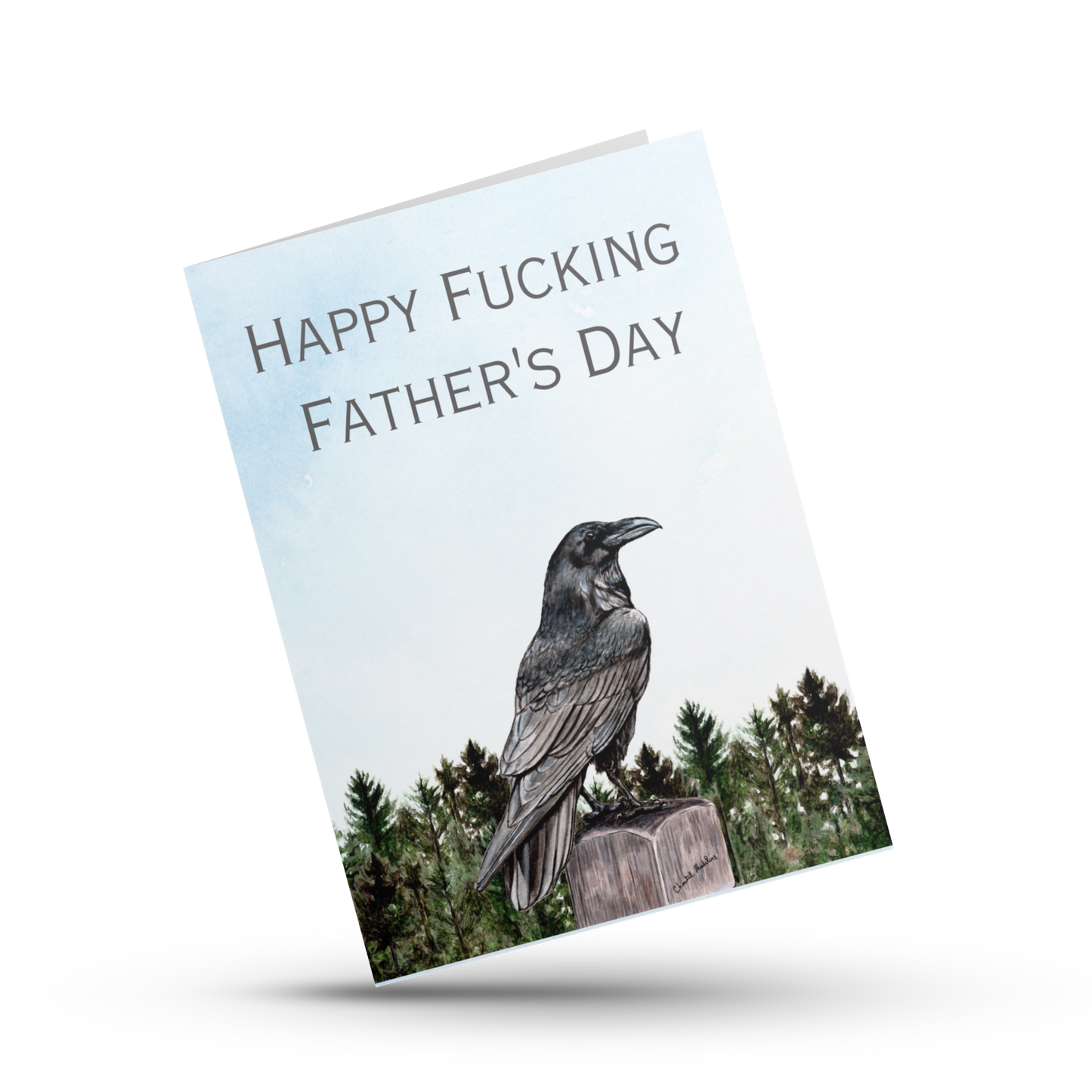 happy fucking fathers day raven card, Father's day nature greeting card, Gift for him, Gothic father's day crow card, Funny vulgar dad card