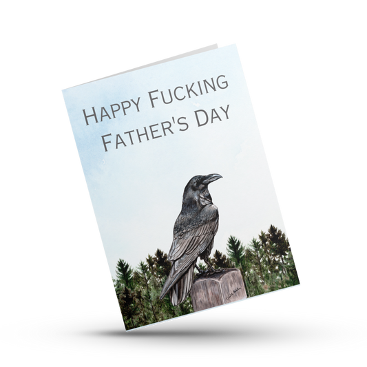happy fucking fathers day raven card, Father's day nature greeting card, Gift for him, Gothic father's day crow card, Funny vulgar dad card
