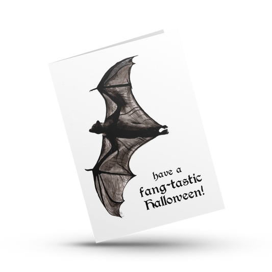 Halloween bat card, Have a fangtastic Halloween, Spooky season bat card, Creepy bat card, Punny halloween card, Gothic themed greeting