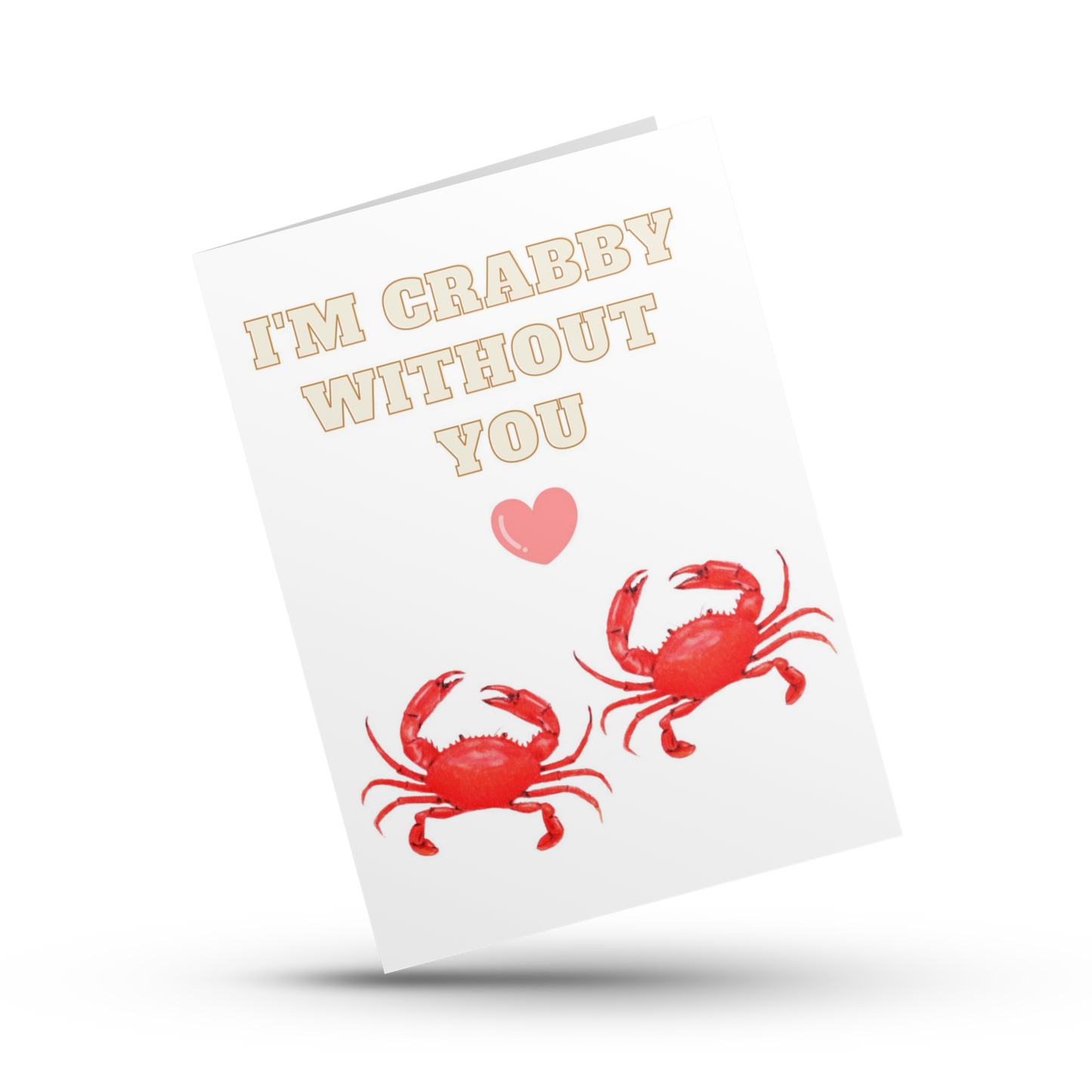 I'm crabby without you, I miss you card, Long distance love card, Cute anniversary card for husband, Wife, Girlfriend, Boyfriend, Partner
