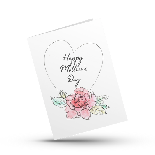 Happy Mother's day card, Pink rose card for mom, Floral Mother's day card, Pretty card for mom, Mother's day greeting card, Handmade card