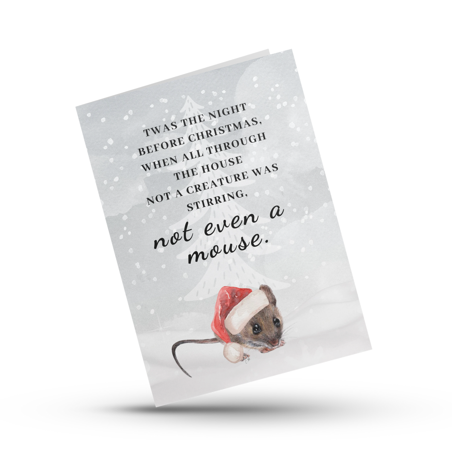 Mouse Christmas card, Twas the night before Christmas, Not a creature was stirring, Santa mouse card, Cute mouse holiday card, Festive mouse