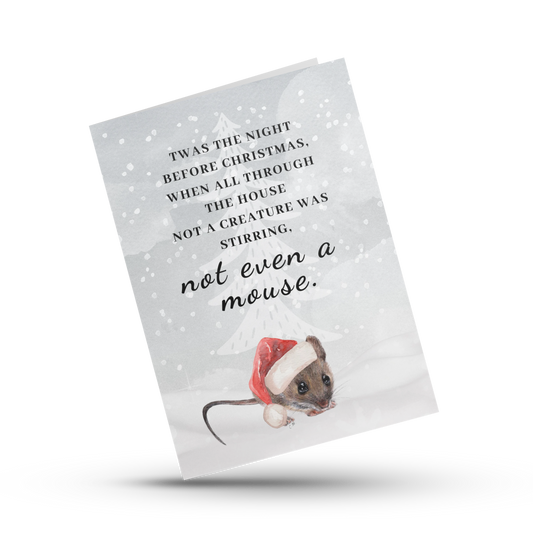 Mouse Christmas card, Twas the night before Christmas, Not a creature was stirring, Santa mouse card, Cute mouse holiday card, Festive mouse