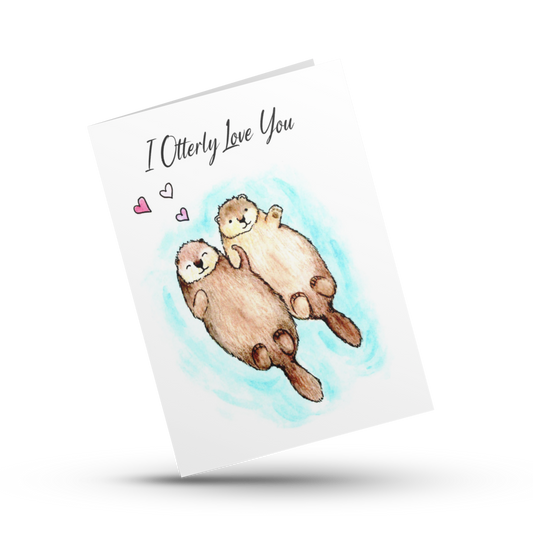 I otterly love you, Cute otter card, Love Card, Anniversary Card, Valentines Day, Anniversary, Love, Pun card, Animal card, Sweet Otters