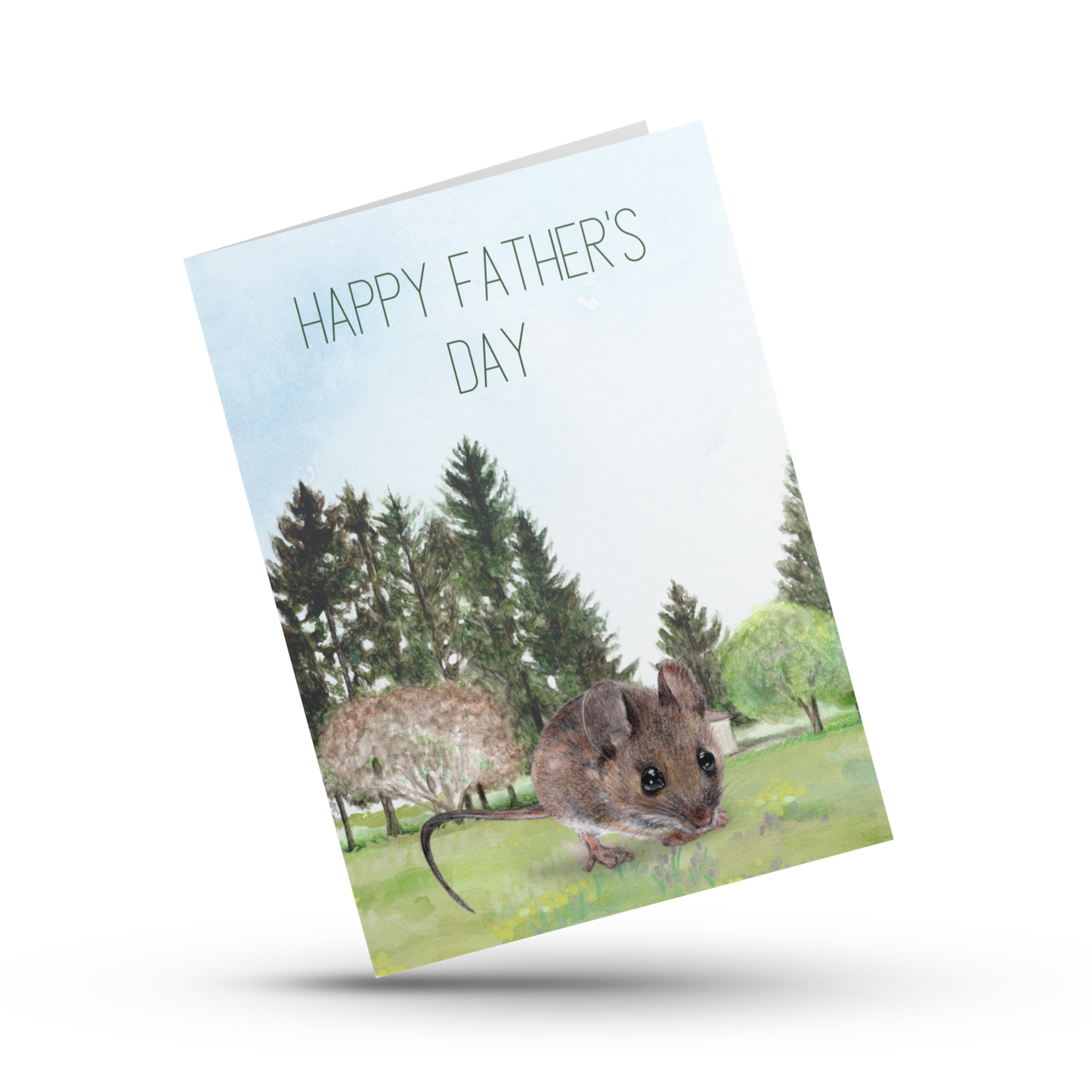 Happy Father's day card, Cute field mouse card, Nature greeting for dad, For husband, For Grandpa, Outdoorsy whimsical cottage card for him