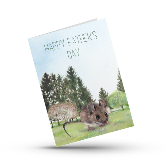 Happy Father's day card, Cute field mouse card, Nature greeting for dad, For husband, For Grandpa, Outdoorsy whimsical cottage card for him