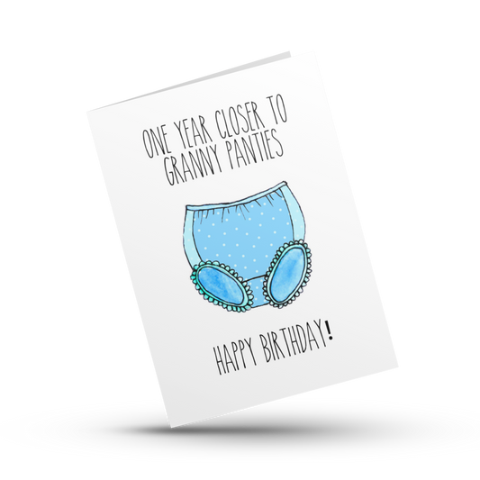 One year closer to granny panties, Funny birthday card, Birthday card for best friend, Old lady card, Granny panties card, Bestie Bday card