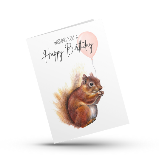 Cute squirrel birthday card, woodland birthday card for kids, Animal card for child, Squirrel birthday greeting, Card for girlfriend, Wife